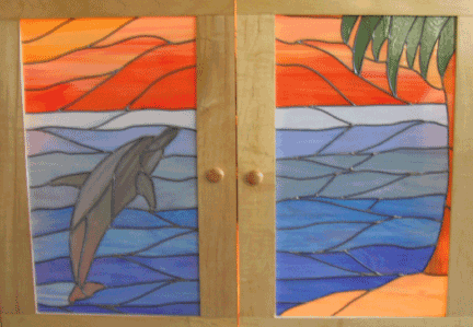 entertainment center doors w/ glass